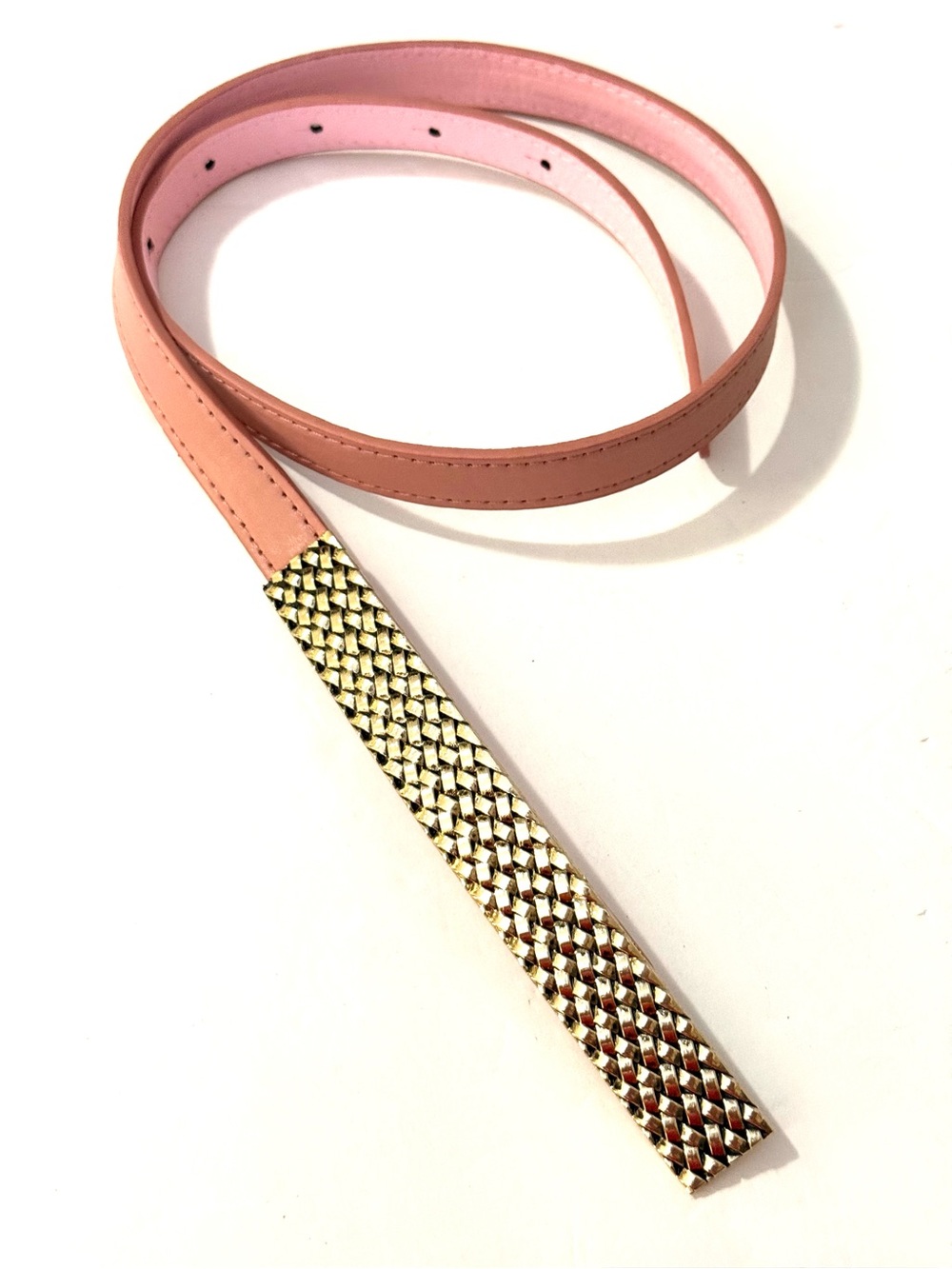 NWT Pink Women’s Faux Leather Belt with Gold-Tone Detail fits 26-32”